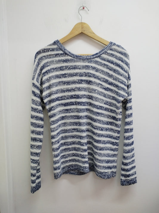 Pull Bréal blanc et bleu brillant rayé Taille S