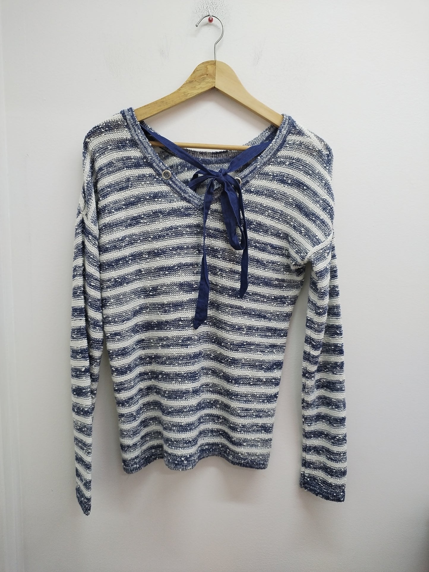 Pull Bréal blanc et bleu brillant rayé Taille S