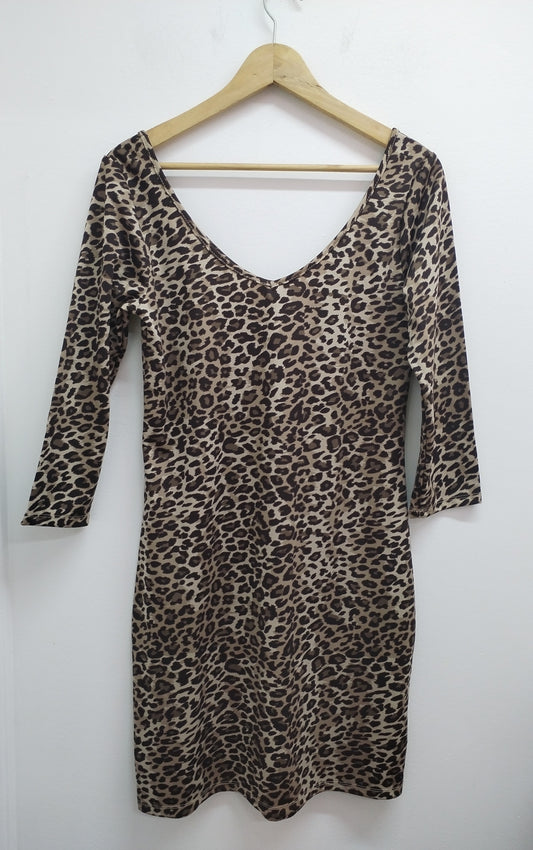 Robe manches 3/4 La Halle imprimée léopard Taille M
