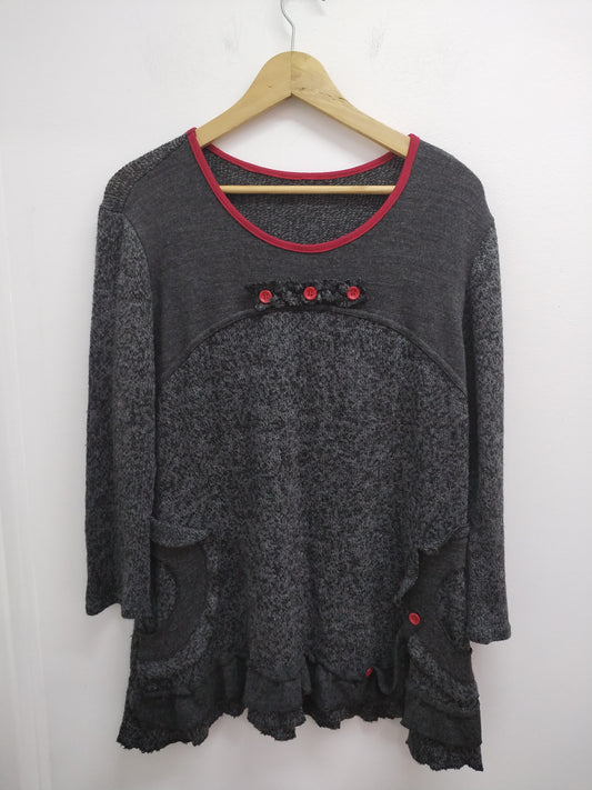 Pull fantaisie gris anthracite chiné Taille L