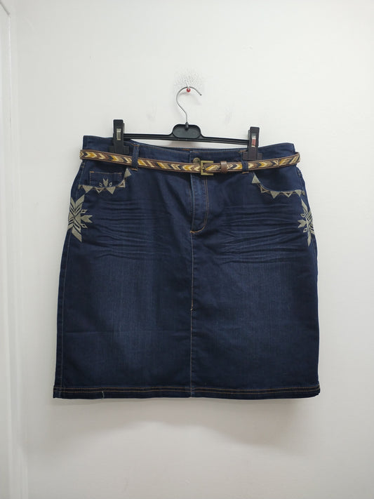 Jupe en jeans avec ceinture Grain de malice bleue Taille 44