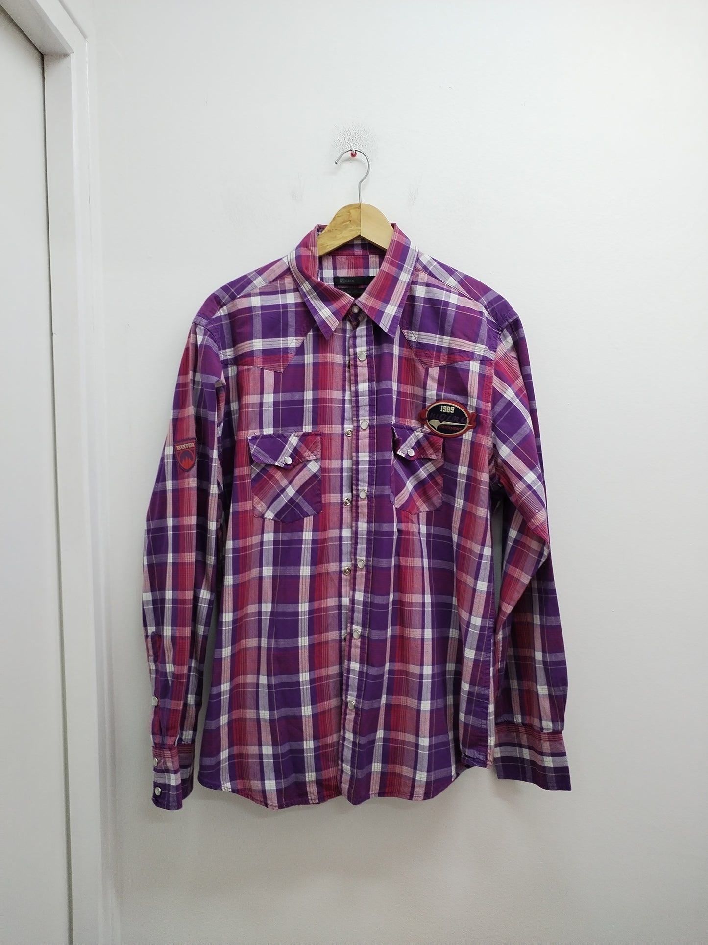 Chemise Jules coupe ajustée violette à carreaux Taille L
