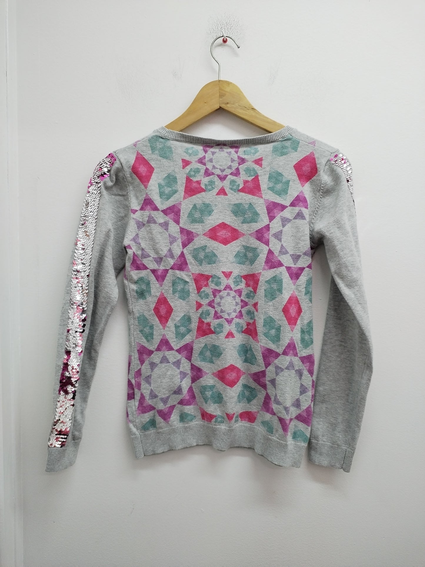 Pull fin Desigual gris imprimé avec strass Taille 11/12 Ans