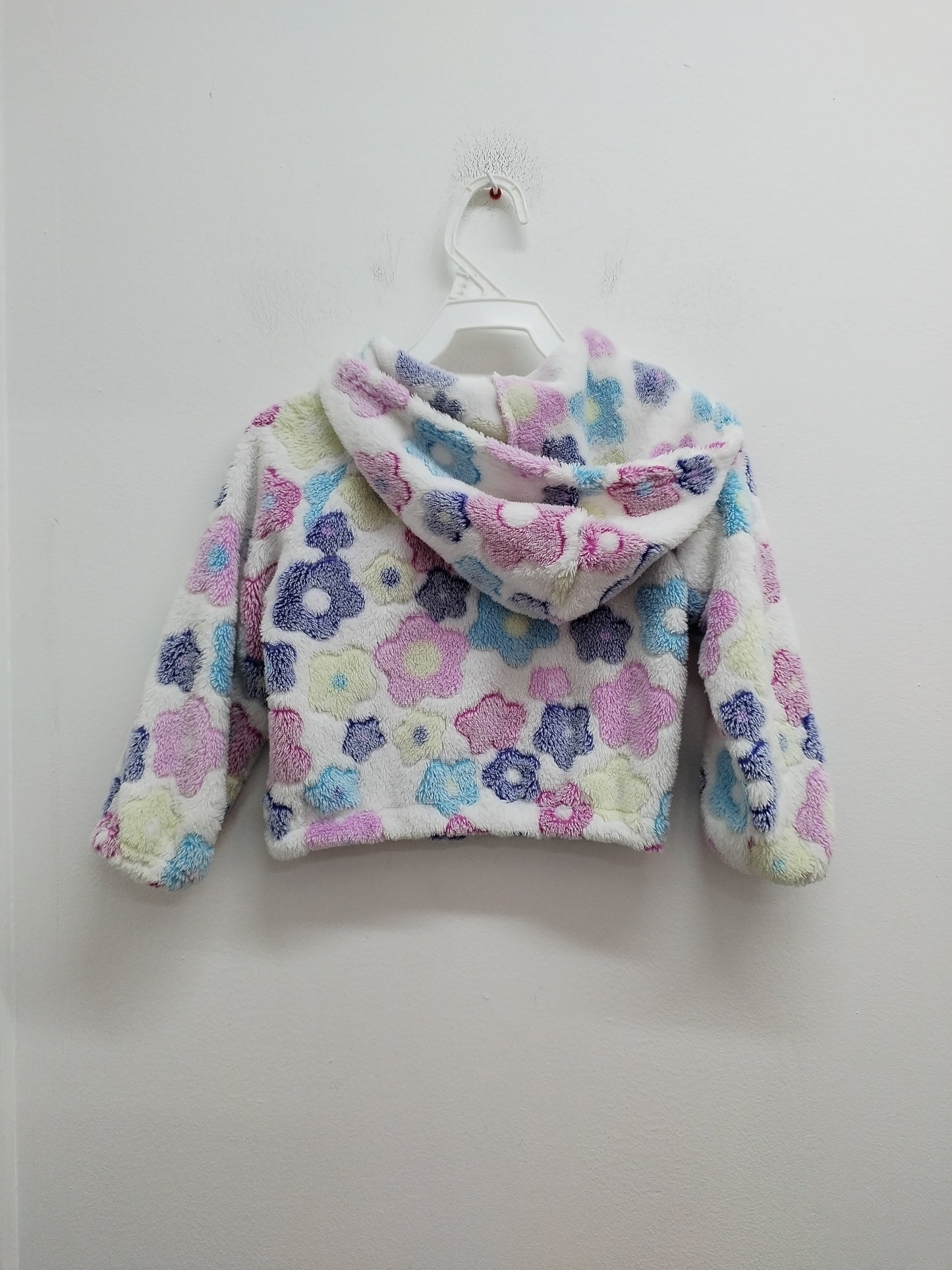 Veste polaire avec capuche Shein blanche fleurie Taille 2/3 Ans