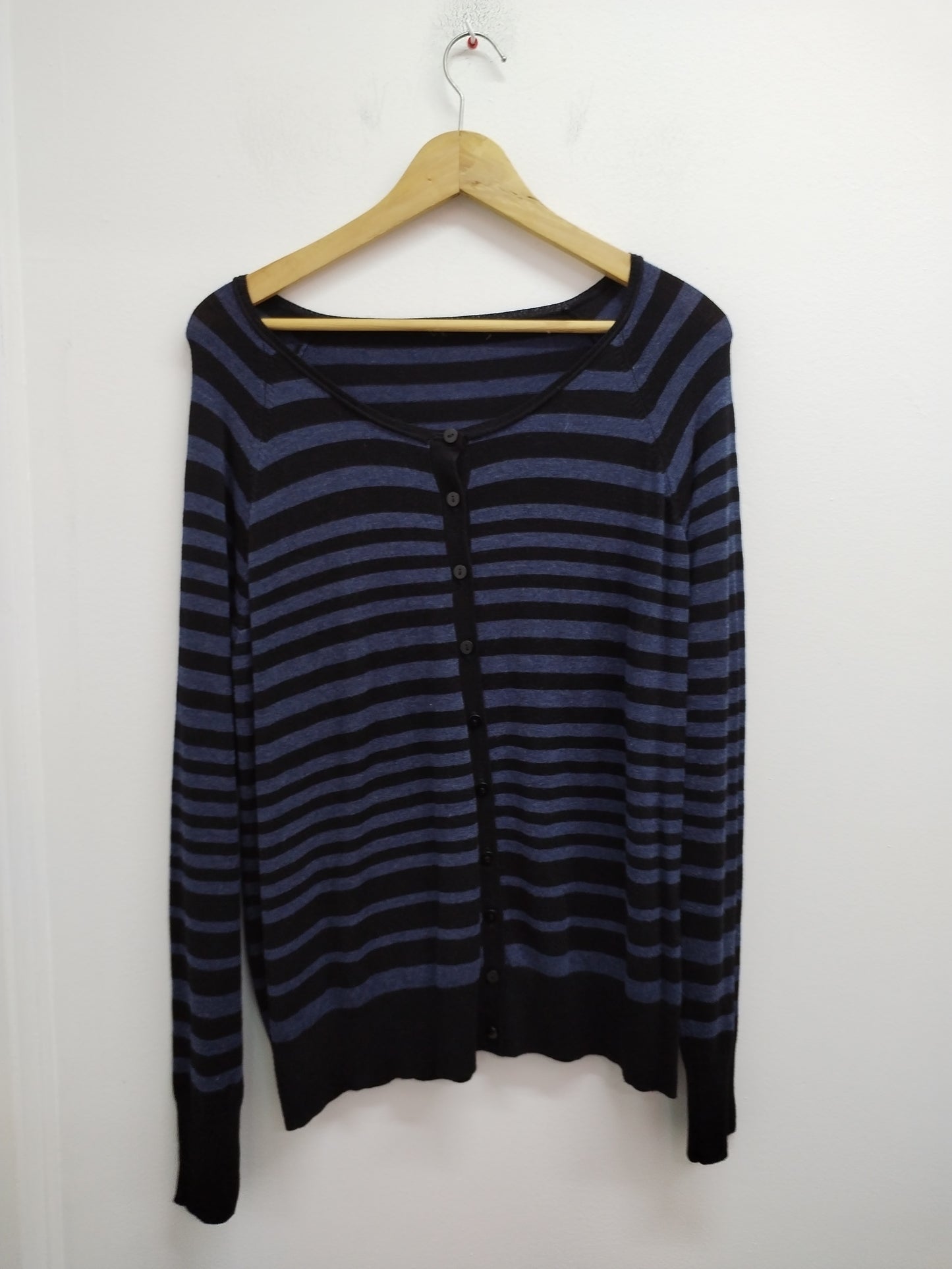 Gilet rayé noir et bleu chiné Taille L