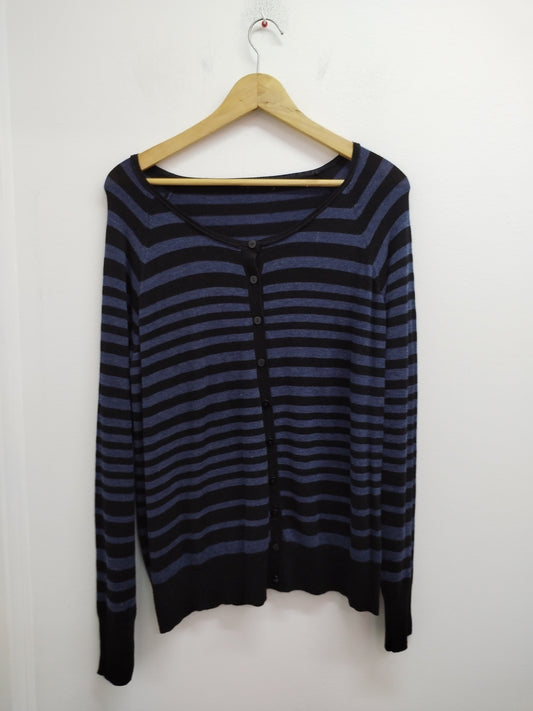 Gilet rayé noir et bleu chiné Taille L