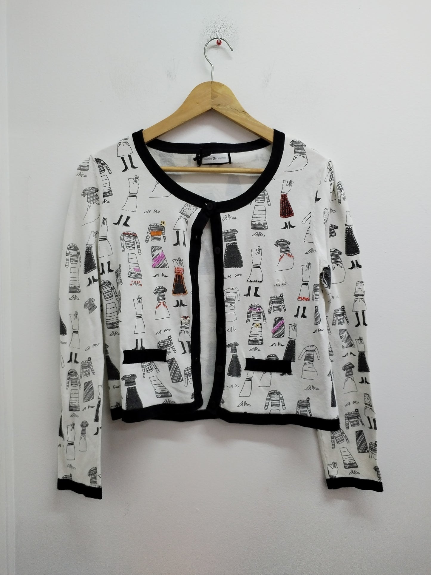 Gilet court Cache-Cache blanc avec impression et perles Taille S