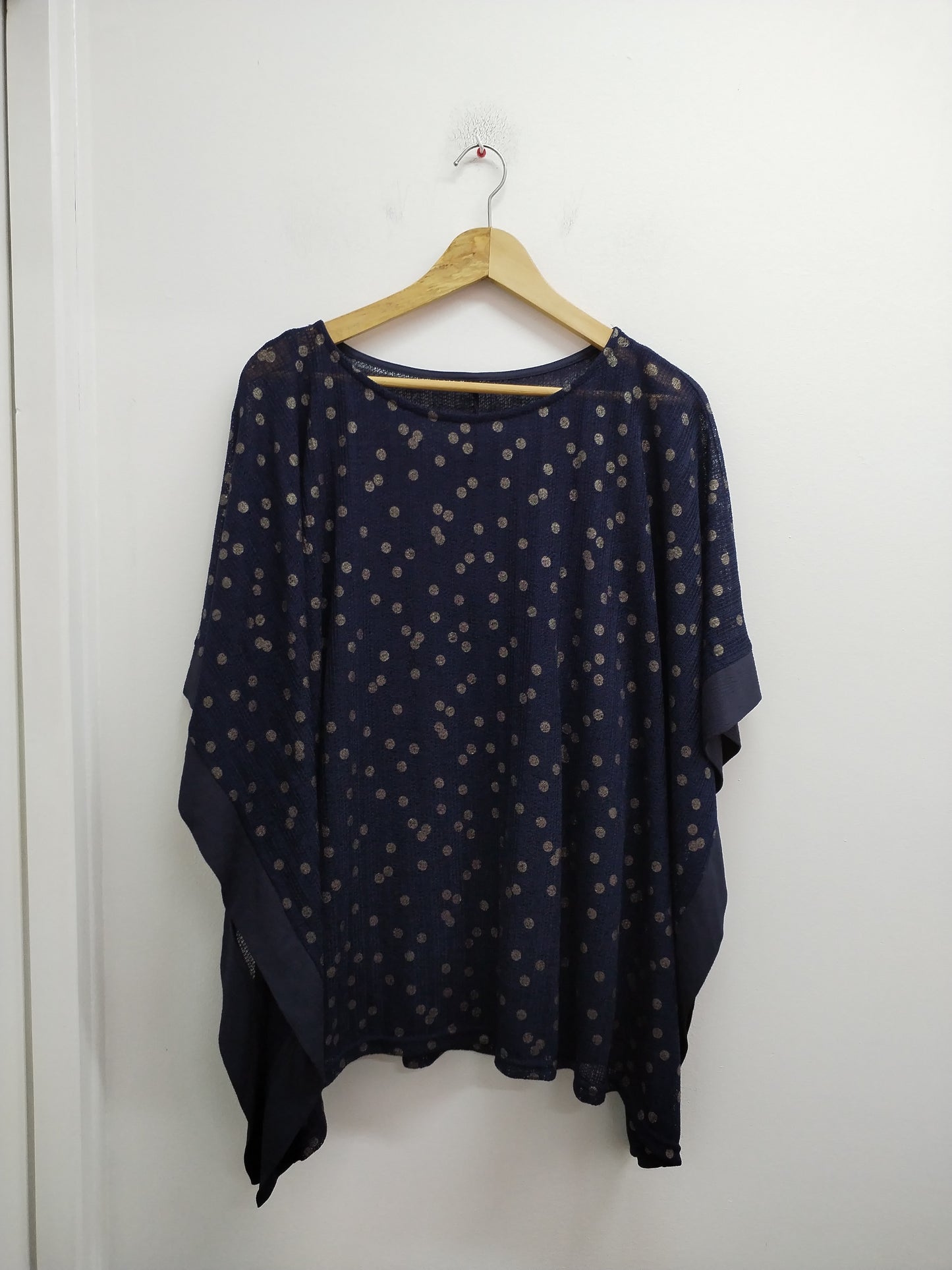 Tunique manches chauve-souris marine à pois Taille 2XL