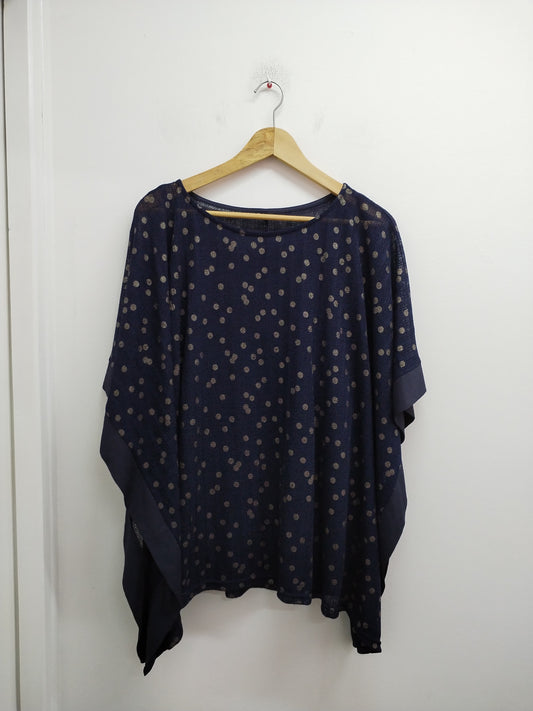 Tunique manches chauve-souris marine à pois Taille 2XL