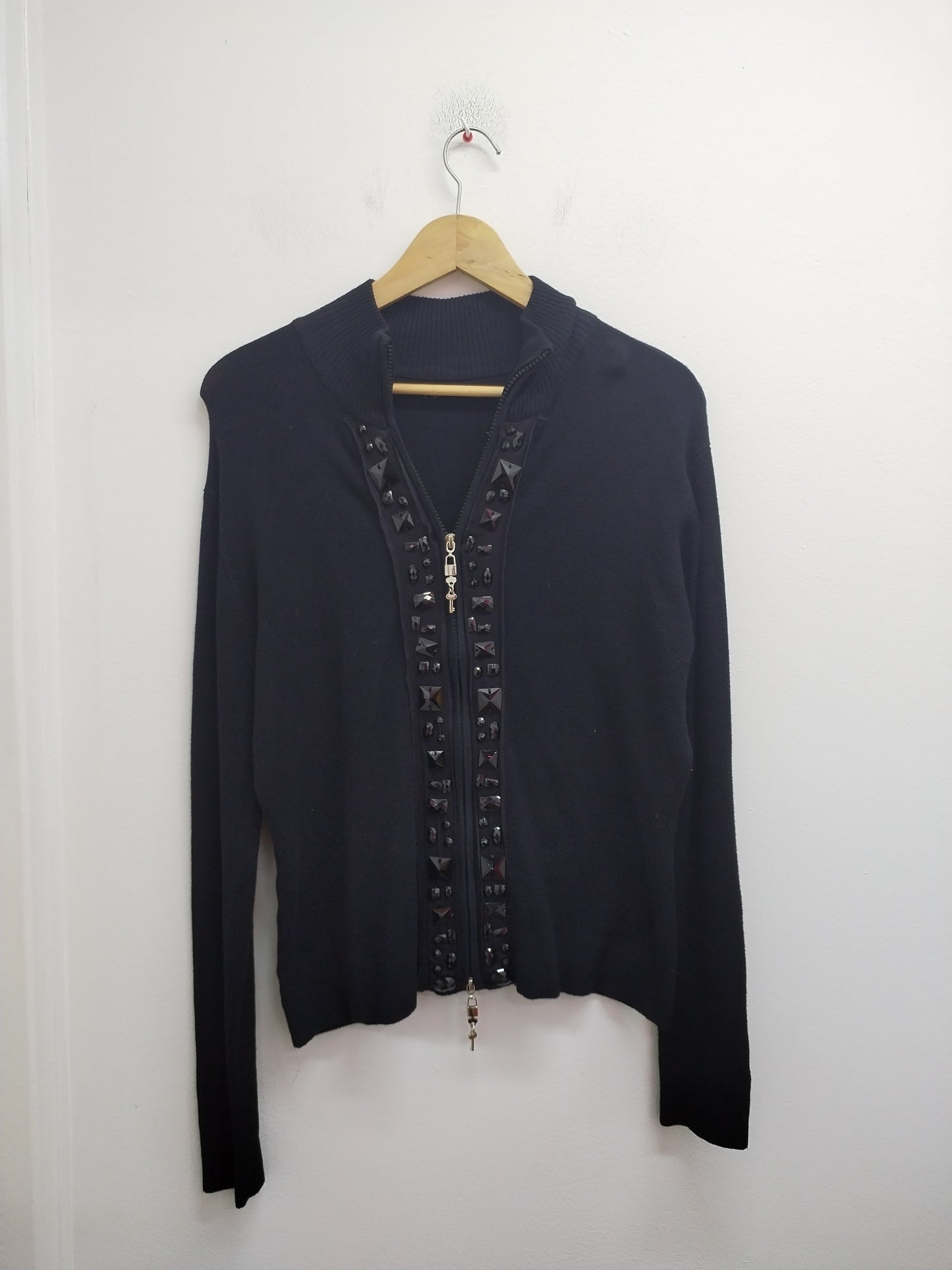 Gilet zippé noir avec perles Taille L