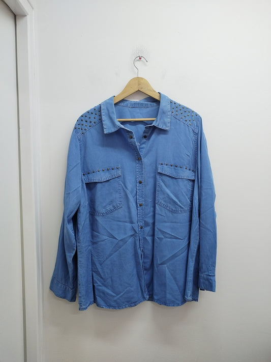 Chemise bleue jeans avec strass Taille 2XL