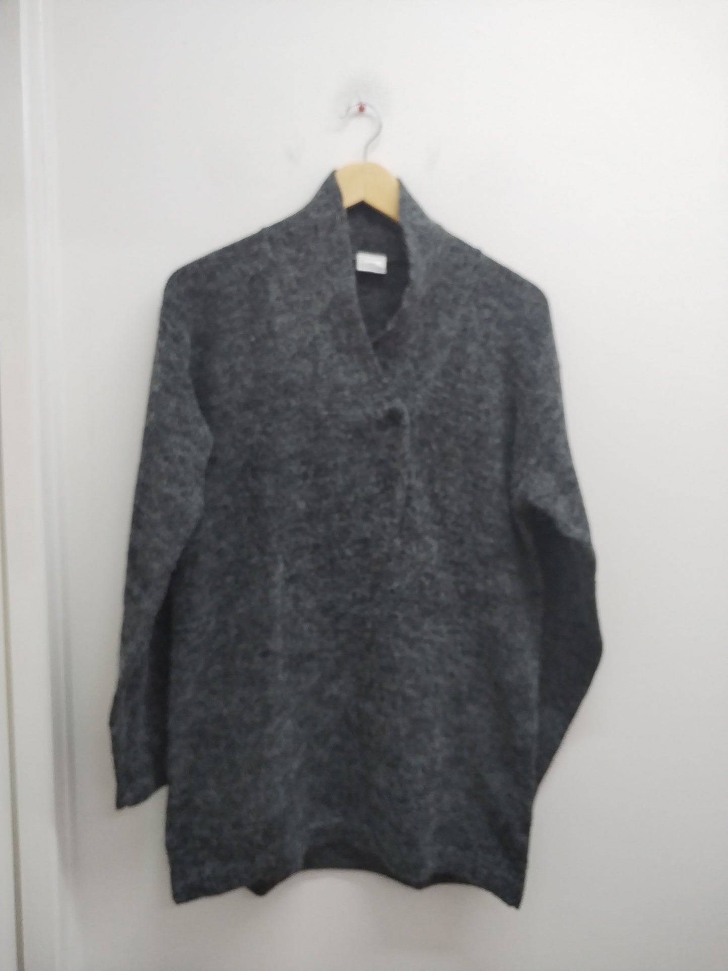 Pull avec col châle maille poilue gris anthracite Taille 44