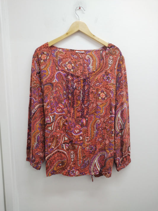 Tunique manches 3/4 Damart orange à motifs Taille 48
