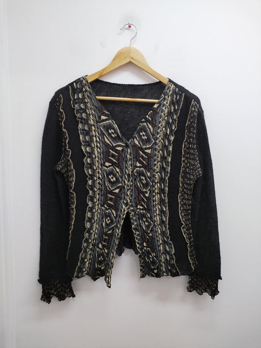 Gilet fantaisie noir et imprimé Taille L
