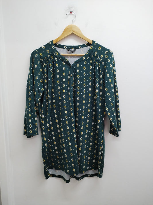 Tunique manches 3/4 M&S Mode verte à motifs Taille L
