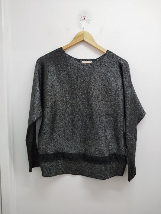 Pull Miss Sara noir et argenté Taille L