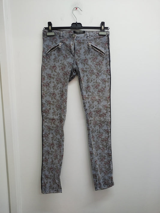 Pantalon en velours Maison Scotch gris fleuri Taille 34