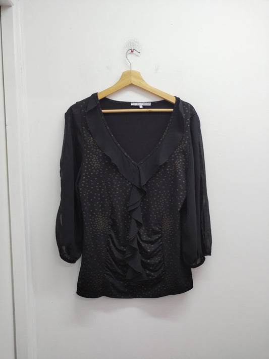 Tunique manches 3/4 Patrice Bréal noire à pois dorés Taille XL