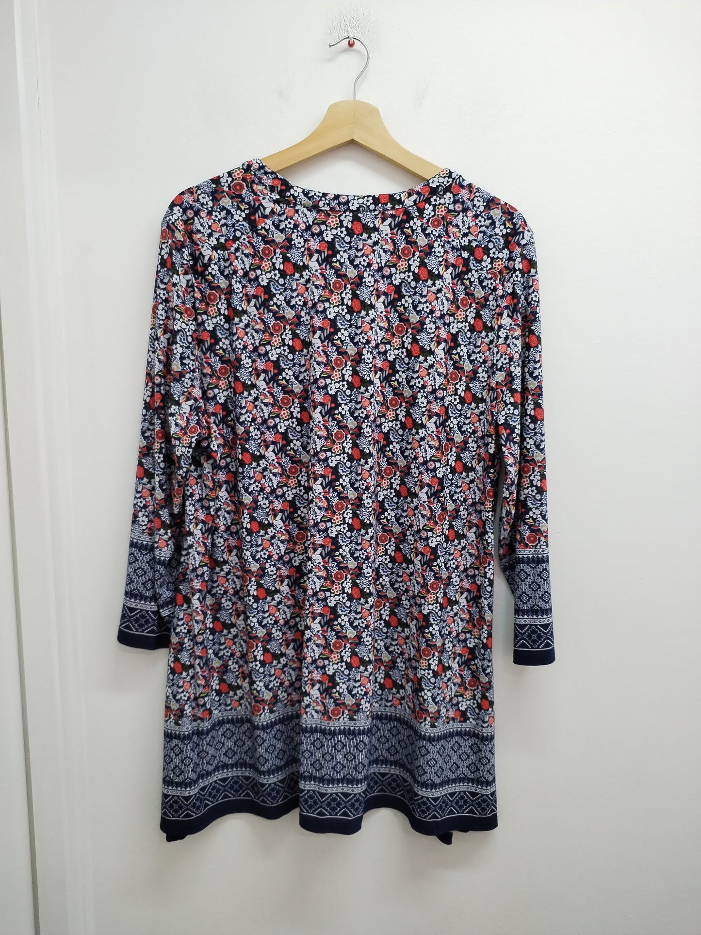 Tunique manches 3/4 marine fleurie Taille XL