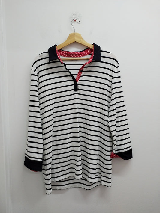 Marinière Terre de marins manches 3/4 blanche et marine Taille L