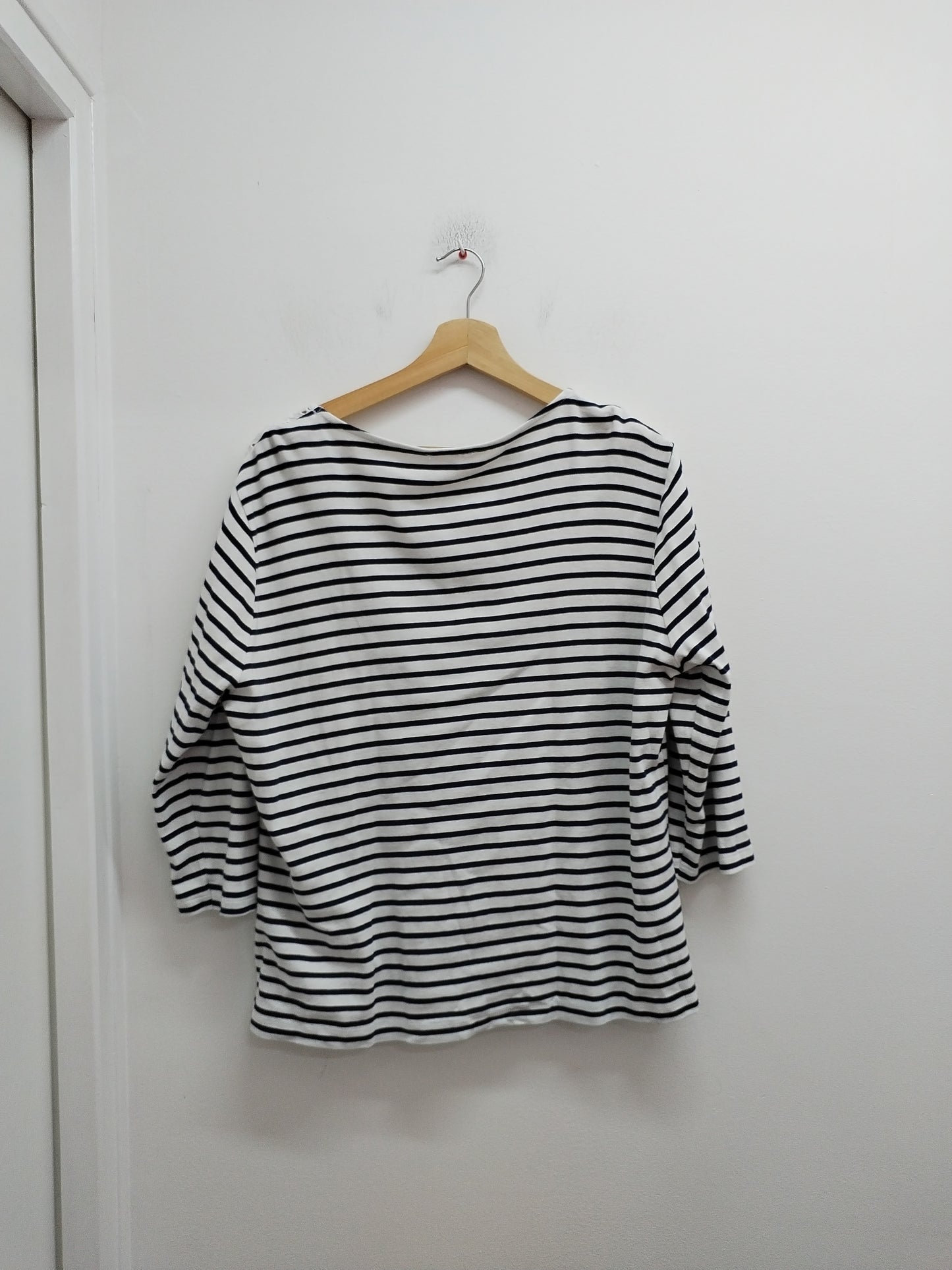 Marinière manches 3/4 avec dentelle blanche et marine Taille XL