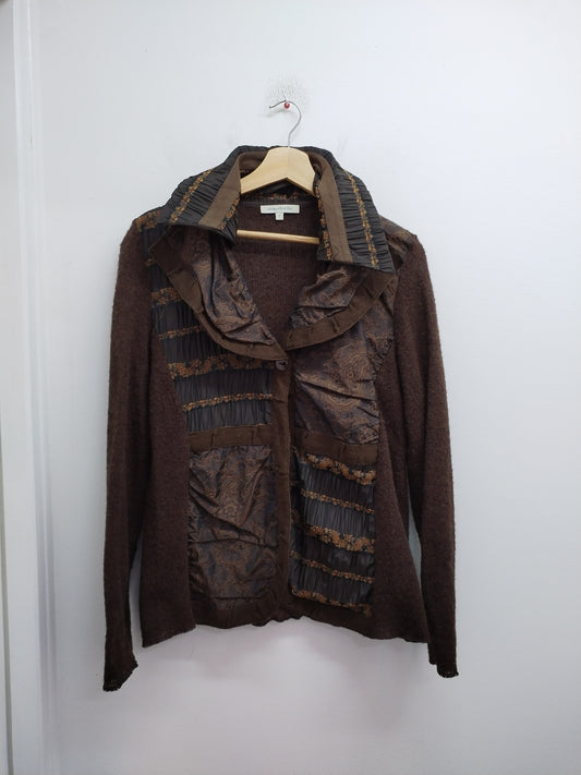 Gilet fantaisie Jacqueline Riu marron à motifs Taille L