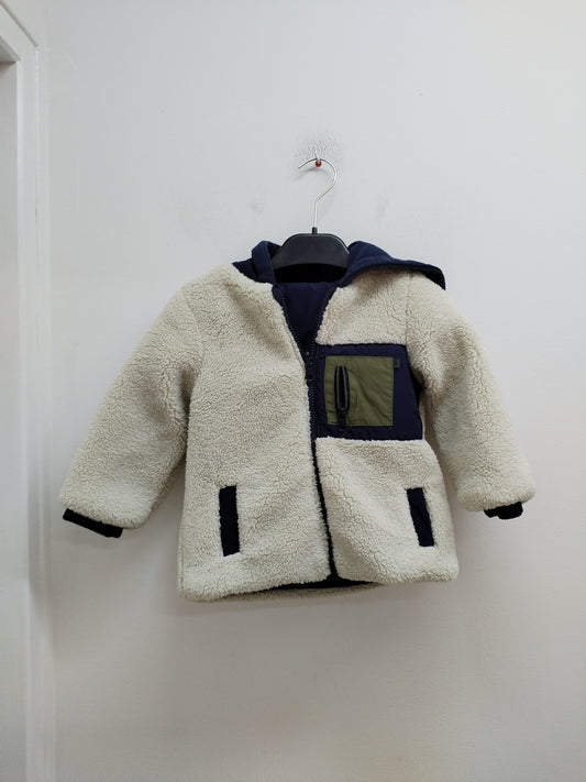 Manteau réversible avec capuche Lulu Castagnette beige et marine Taille 3 Ans