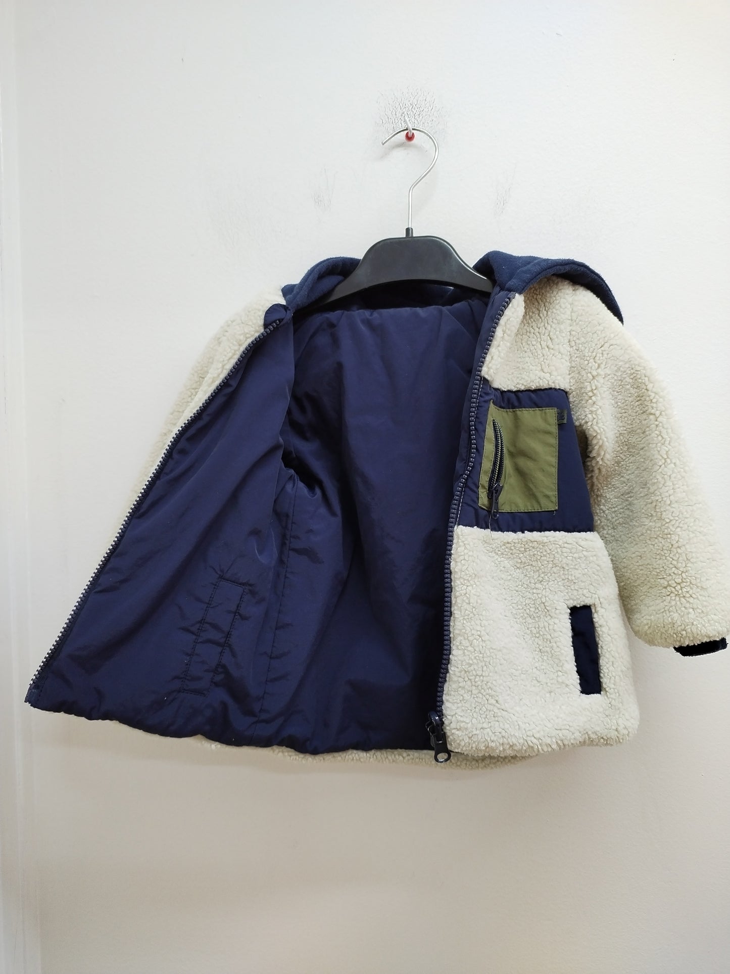 Manteau réversible avec capuche Lulu Castagnette beige et marine Taille 3 Ans
