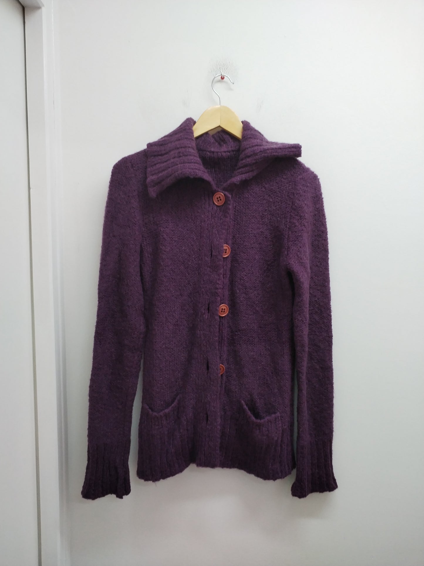 Gilet long en mailles prune Taille S/M