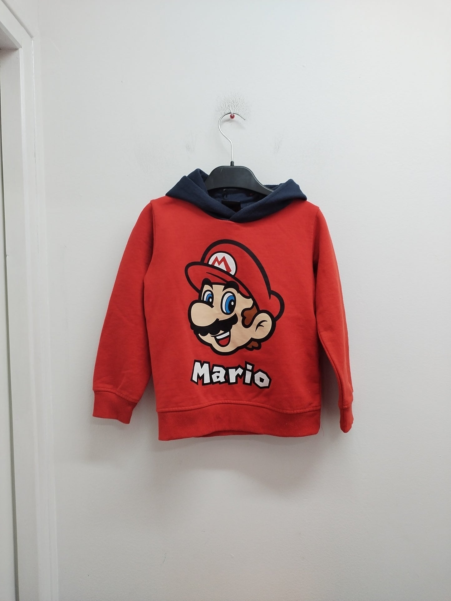 Sweat à capuche Super Mario rouge et marine avec impression Taille 5/6 Ans