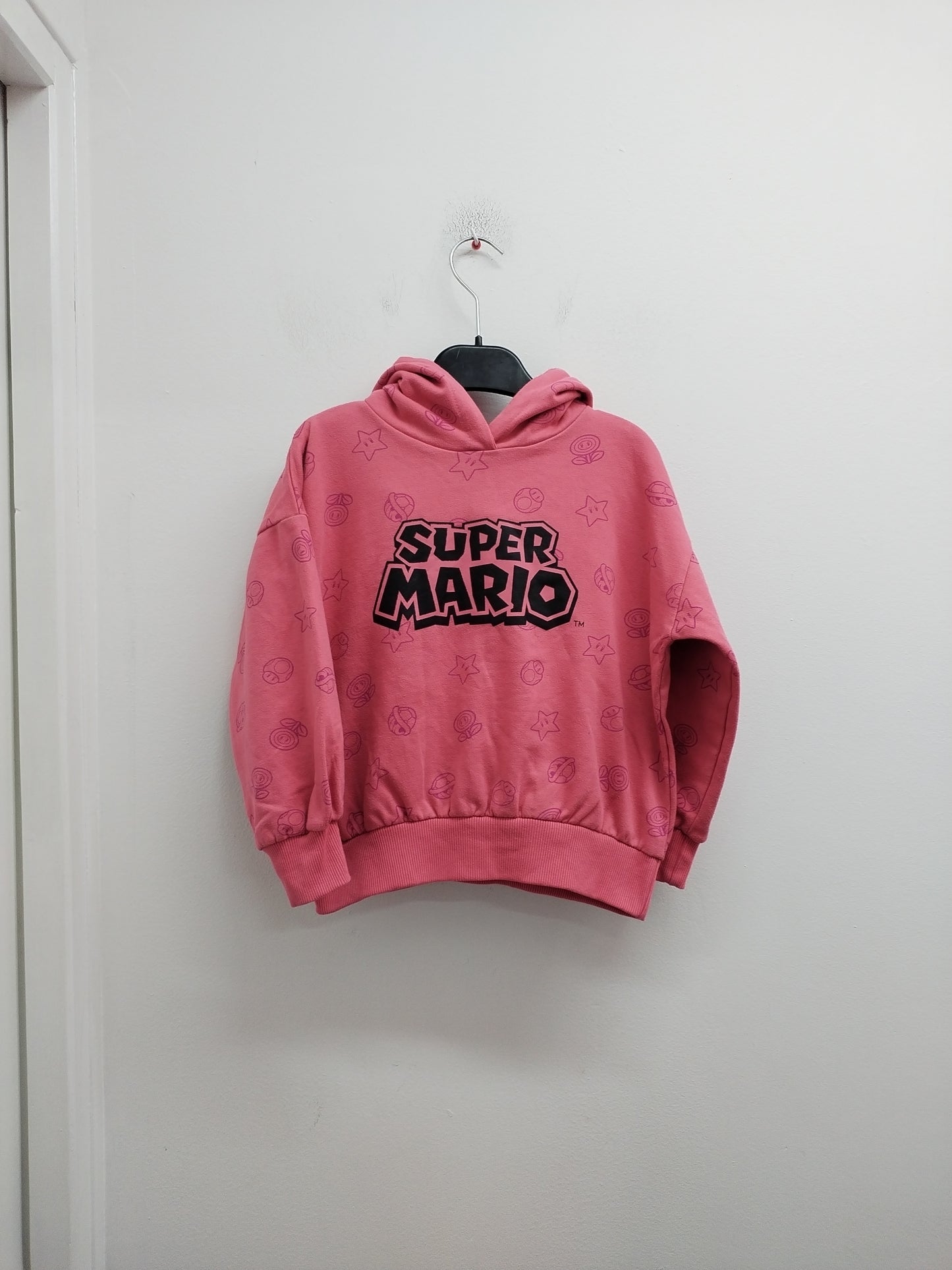Sweat à capuche Super Mario rose avec impression Taille 6 Ans