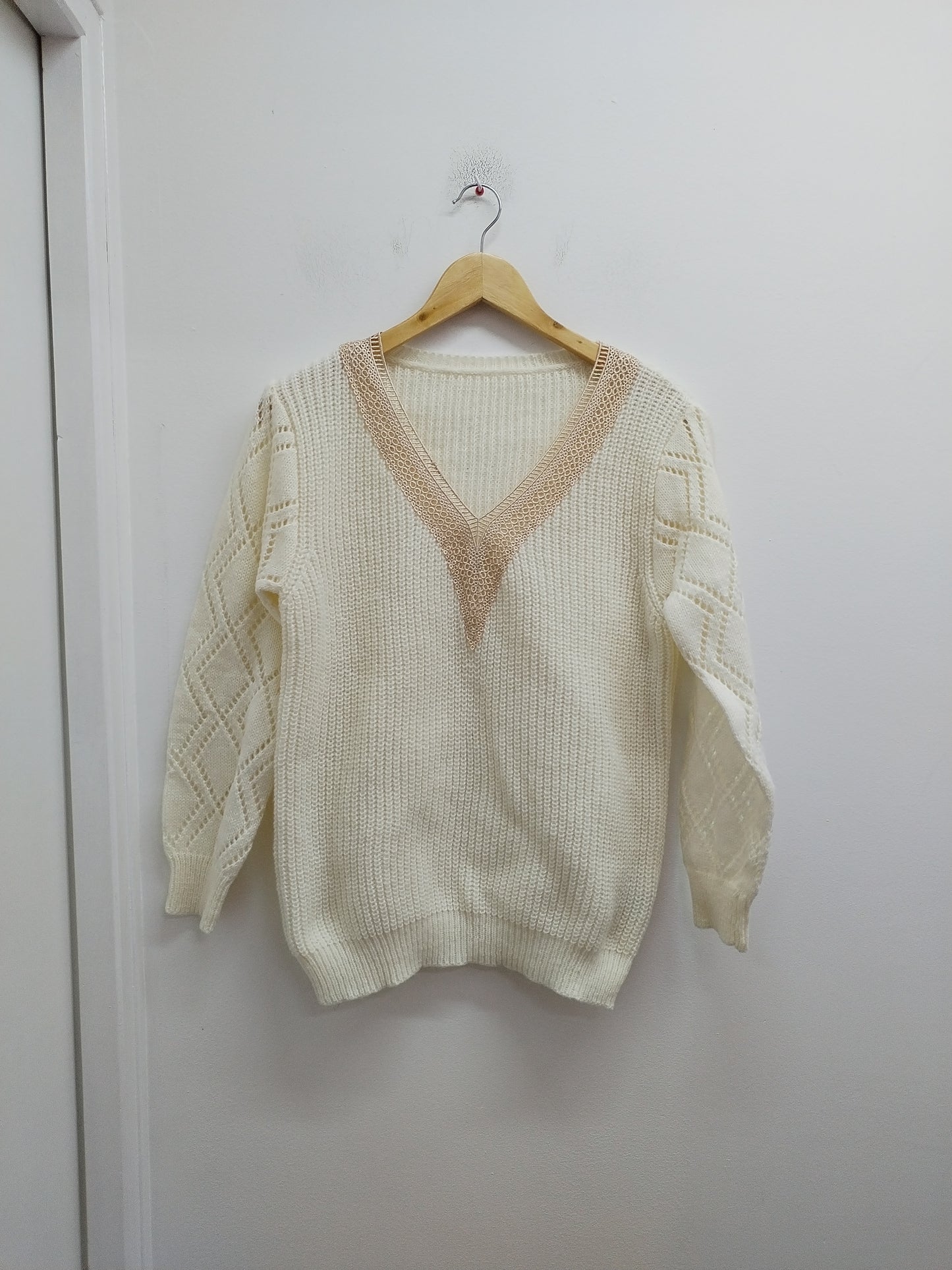 Pull en mailles Shein blanc cassé avec dentelle Taille M