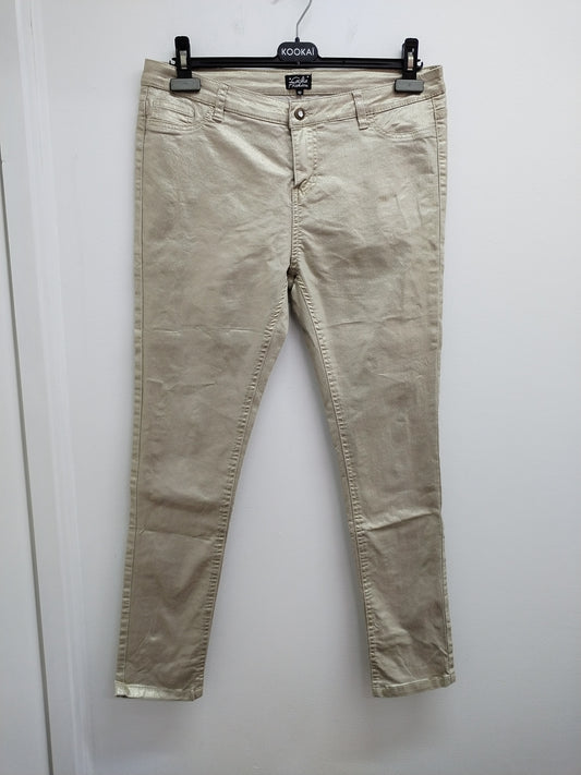 Pantalon Cécilia Fashion beige pailleté Taille 42