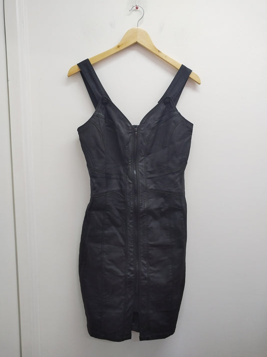 Robe à bretelles en jeans enduit Bréal noire Taille M