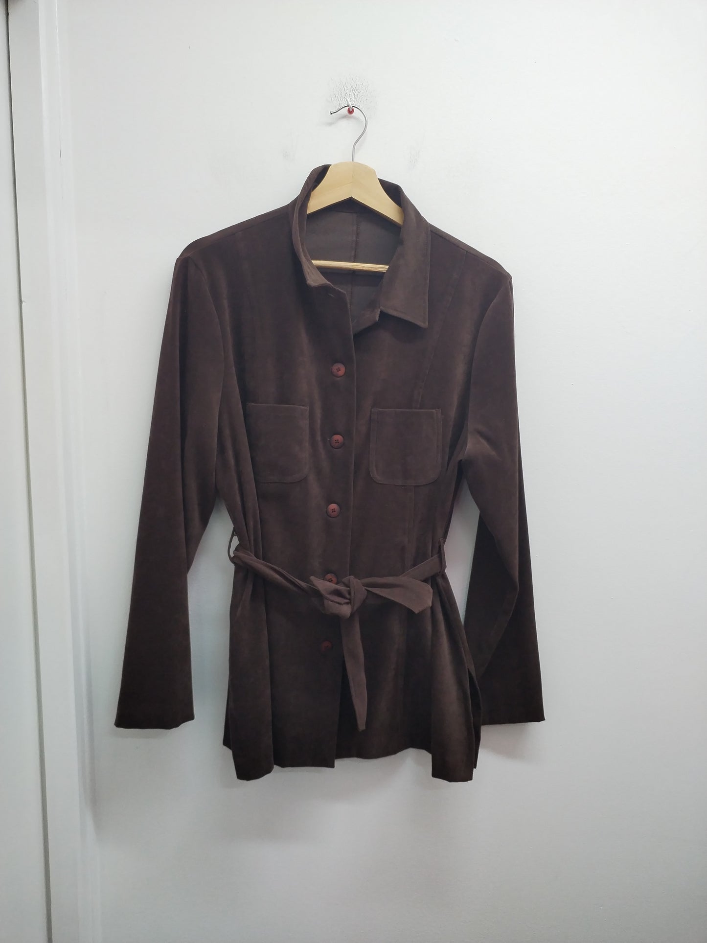 Veste légère imitation daim avec ceinture marron Taille 42/44