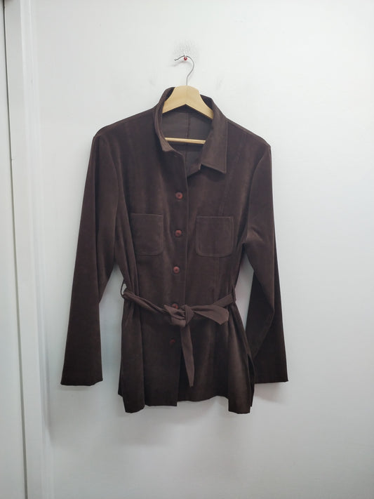 Veste légère imitation daim avec ceinture marron Taille 42/44