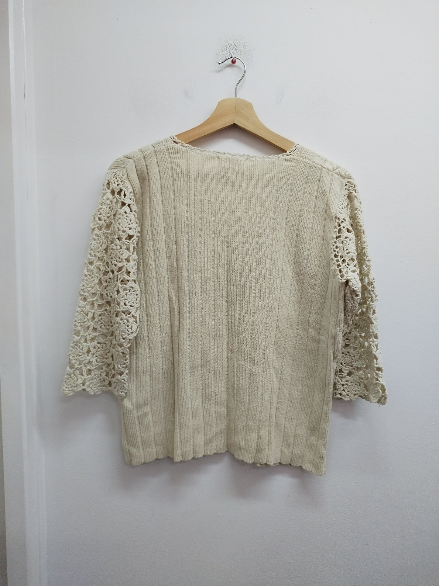 Pull manches 3/4 mailles ajourées La Redoute beige Taille 42/44