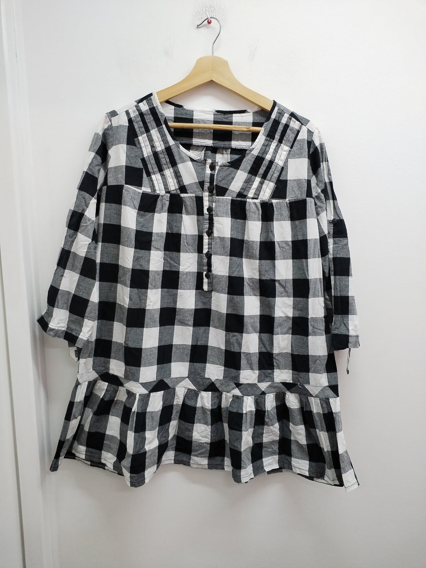 Tunique manches 3/4 noire et blanche à carreaux Taille XL