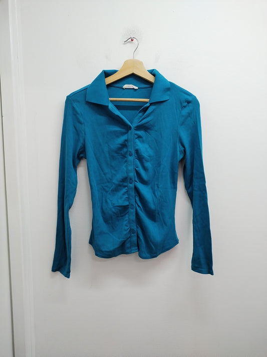 T-shirt manches longues avec col Cache-Cache bleu canard Taille M