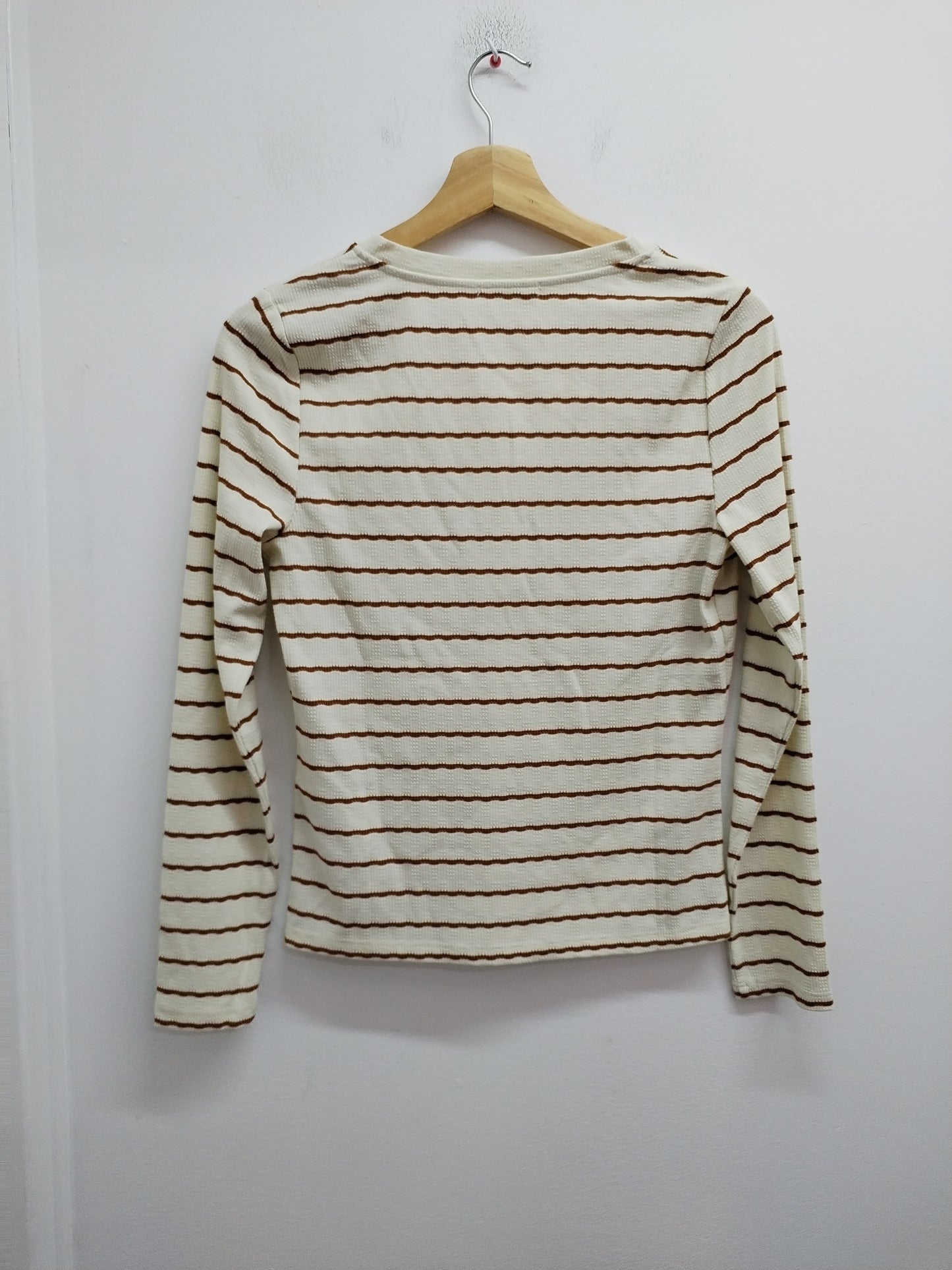 T-shirt manches longues Cache-Cache rayé blanc et beige Taille M