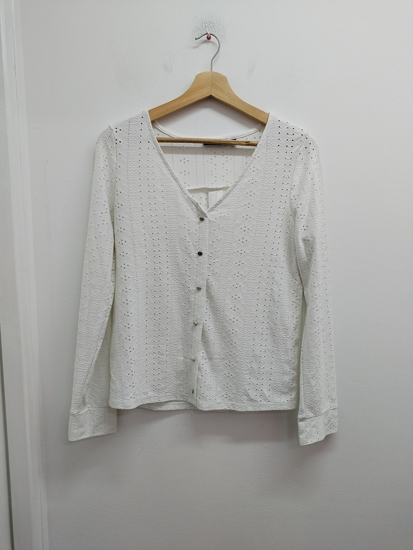 Chemise manches longues ajourées Kiabi blanche Taille S