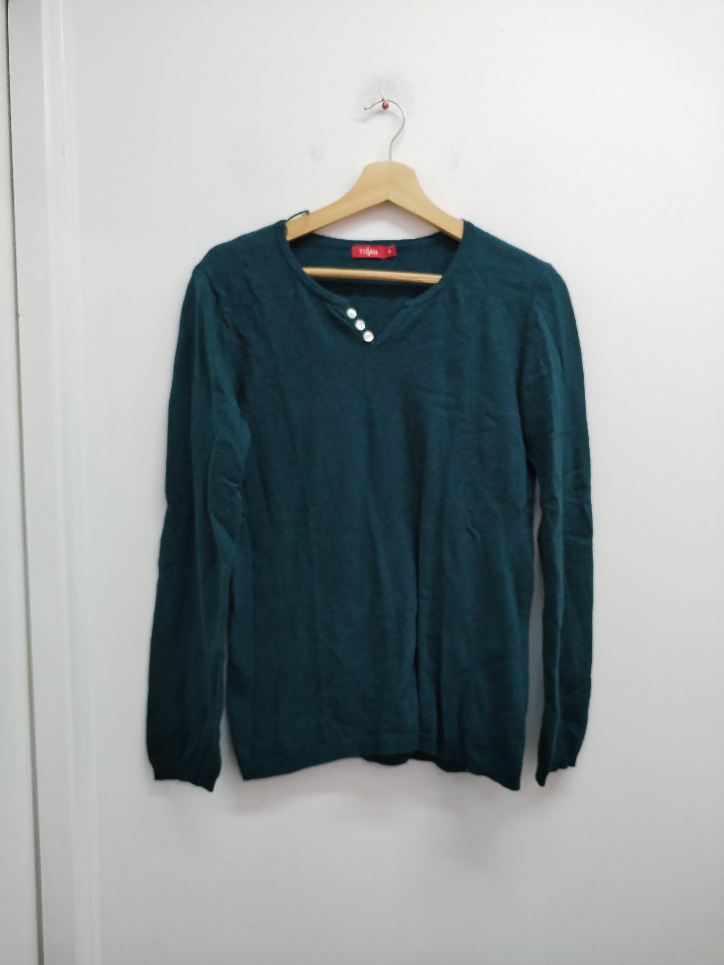 Pull fin Tissaia vert bouteille Taille M
