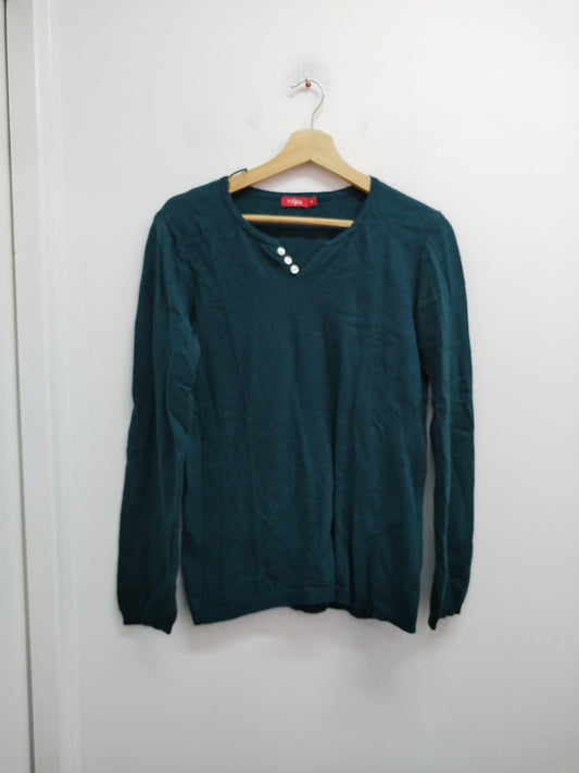 Pull fin Tissaia vert bouteille Taille M