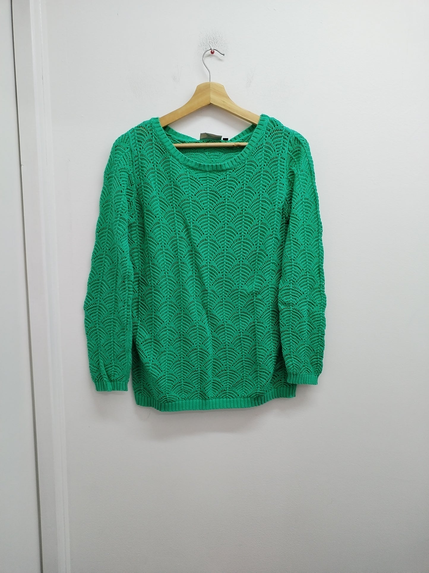 Pull mailles ajourées Kiabi vert Taille L