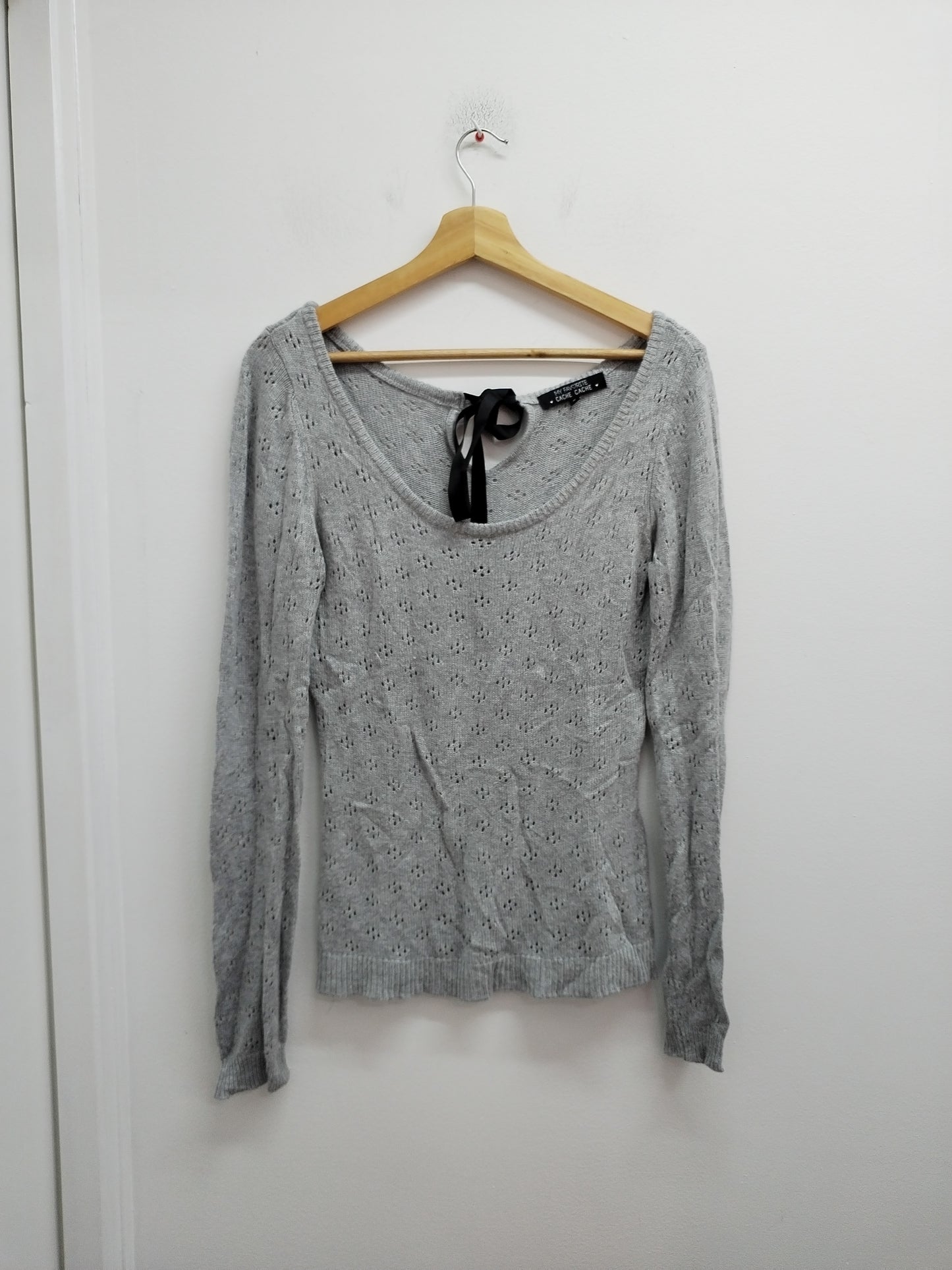 Pull mailles ajourées Cache-Cache gris Taille M