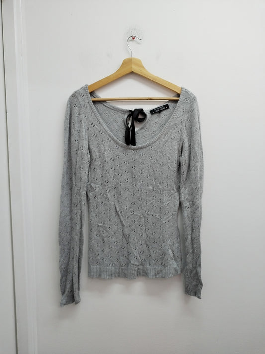 Pull mailles ajourées Cache-Cache gris Taille M