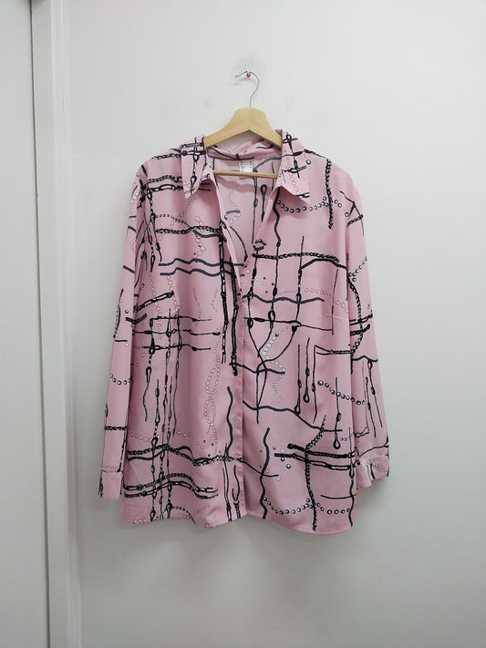 Chemise manches longues rose à motifs Taille 50