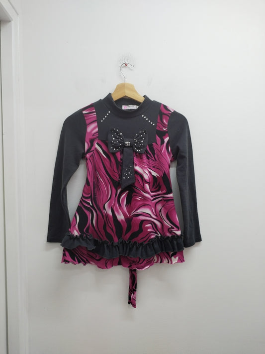 Pull Vogue Fashion gris et rose à motifs Taille 12 Ans