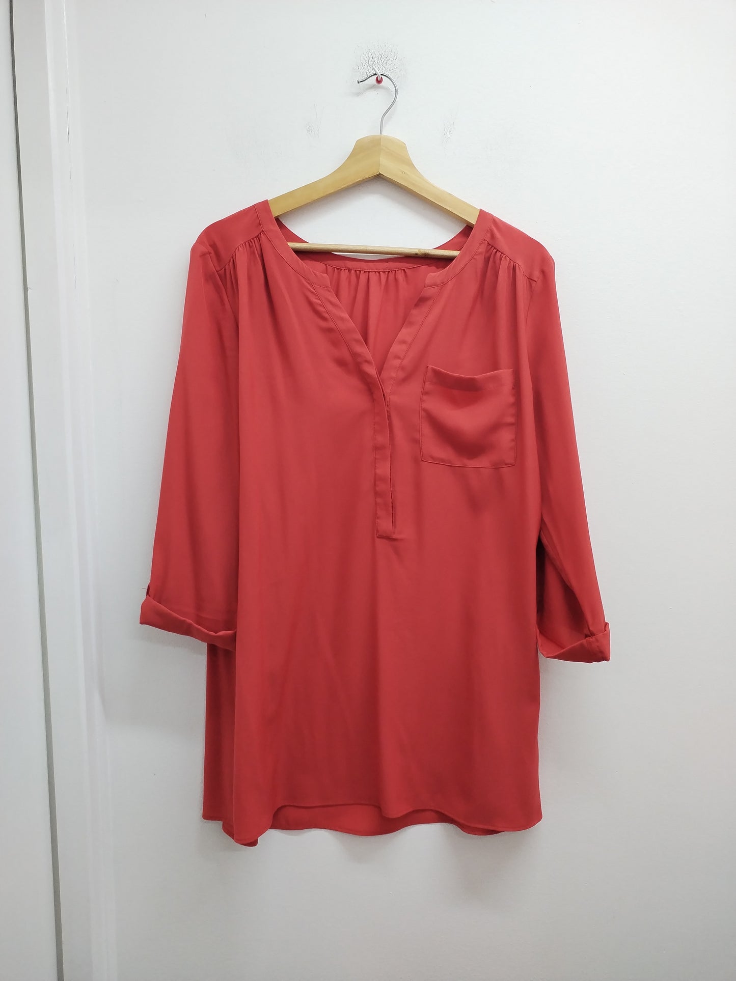 Tunique manches 3/4 rouge orangée Taille XL