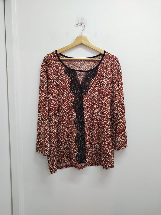 Tunique manches 3/4 imprimée avec dentelle Taille XL